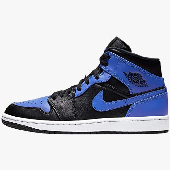 Stockx Nike Air Jordan 1 Mid Hyper Royal Tumbled Leather 554724-077 Shoes