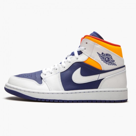 Stockx Nike Air Jordan 1 Mid Royal Blue Laser Orange 554724-131 Shoes