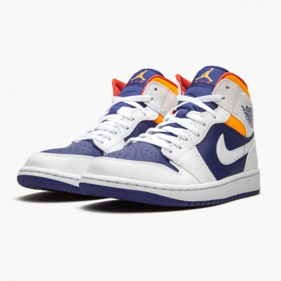 Stockx Nike Air Jordan 1 Mid Royal Blue Laser Orange 554724-131 Shoes