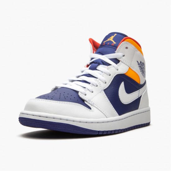 Stockx Nike Air Jordan 1 Mid Royal Blue Laser Orange 554724-131 Shoes