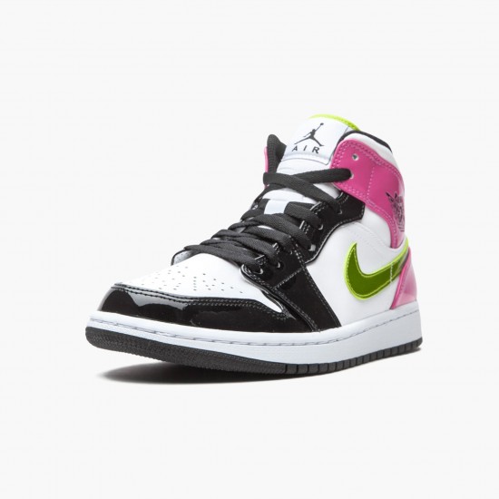 Stockx Nike Air Jordan 1 Mid White Black Cyber Pink CZ9834-100 Shoes