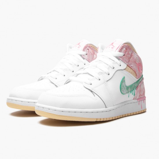 Stockx Nike Air Jordan 1 Mid SE GS Ice Cream DD1666-100 Shoes