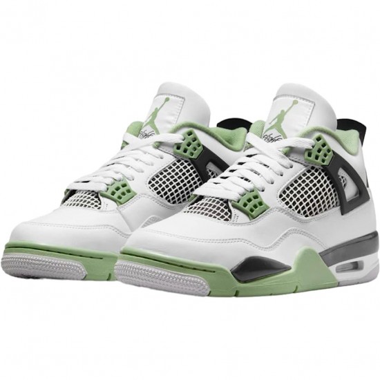 Stockx Nike Air Jordan 4 Retro White Oil Green Dark Ash AQ9129-103 Shoes