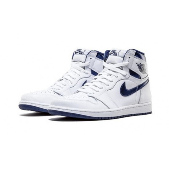 Stockx Nike Jordan 1 High Metallic Navy WHITE Shoes 555088 106