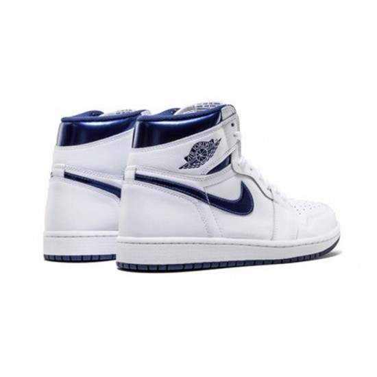 Stockx Nike Jordan 1 High Metallic Navy WHITE Shoes 555088 106