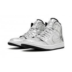 Stockx Nike Jordan 1 Mid Disco ball METALLIC SILVER Shoes CU9304 001