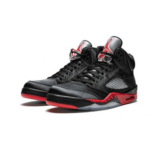 Stockx Nike Jordan 5 Satin Bred NOIR/UNIVERSITE ROUGE NOIR Shoes 136027 006